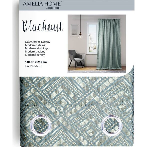 AmeliaHome AmeliaHome Zasłona na przelotkach CASPE2 140x250 szarozielona