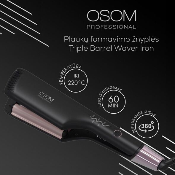 Dymo Osom Professional Triple Barrel Waver Iron σίδερο για κυματιστά μαλλιά, 88 W, 140 – 220°C 14034307 4772132008419