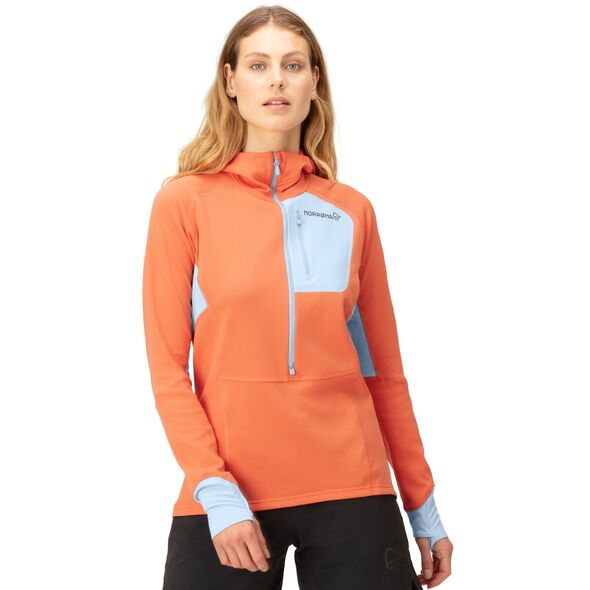 Γυναικεία μπλούζα για τρέξιμο Norrona Senja Warm1 Hood - flamingo
