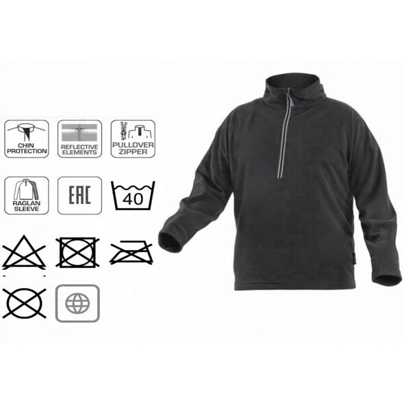 Φούτερ fleece GTV Hoegert HT5K374-M EDER με φερμουάρ 3/4 μαύρο M