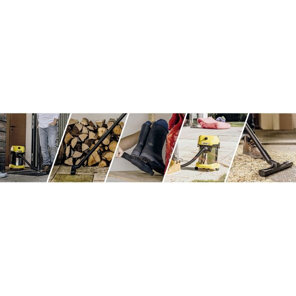 Vacuum Cleaner KARCHER Wet and dry vacuum cleaner WD 3 S V-17/4/20 + 4 FB 1000 Watts Suction power 230W Capacity 17 l Noise 74 dB Yellow Weight 4.8 kg 1.628-152.0