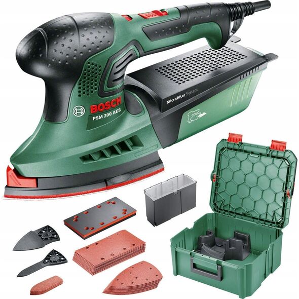 Bosch Bosch multi-sander PSM 200 AES + 29-piece accessory set (green/black, 200 watts, SystemBox)