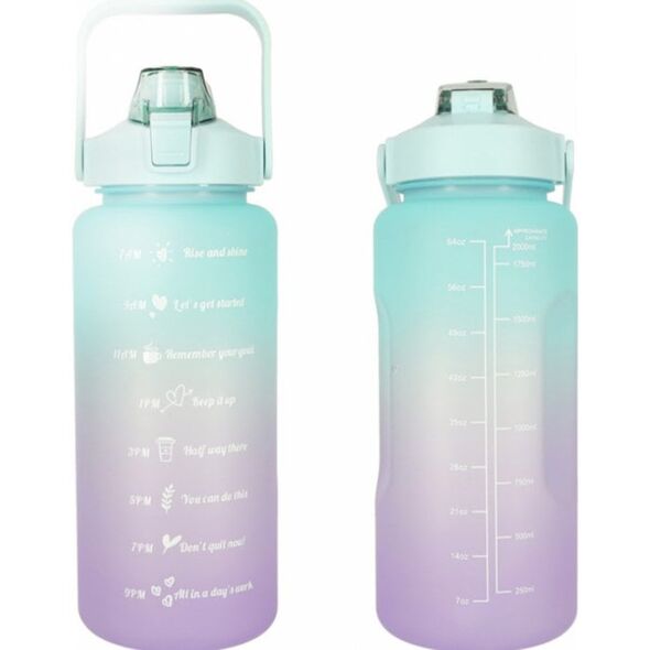 RoGer Motivational Water Bottle with Time Marker Reminder Tracker 2L