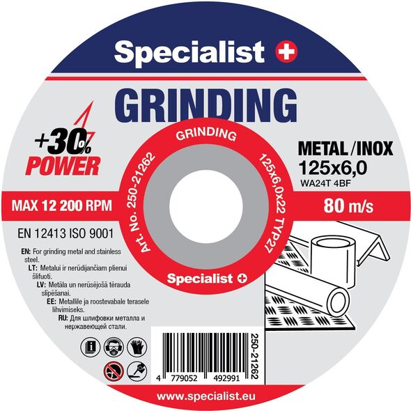 SPECIALIST+ δίσκος λείανσης GRINDING, 125x6x22 mm