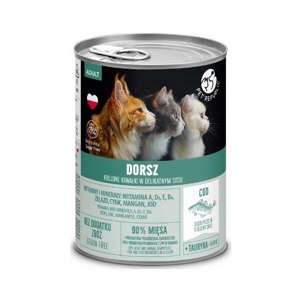 Pet Republic PETREPUBLIC Kawałki w sosie z dorszem - Karma mokra dla kota - 400g