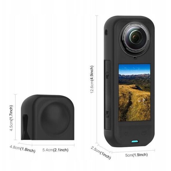 Dekielek Na Obiektyw + Obudowa Silikonowa Osłona Ochrona Do Insta360 X5 / X 5 / Pu757b