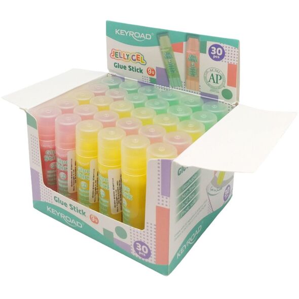 Klej w sztyfcie KEYROAD Jelly Gel, przezroczysty, 9g, display, mix kolorów