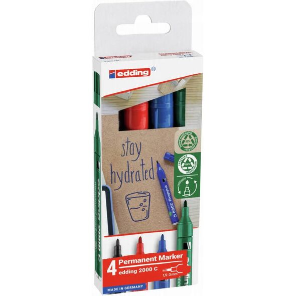 Marker permanentny e-2000c EDDING, 1,5-3 mm, 4 szt., mix kolorów
