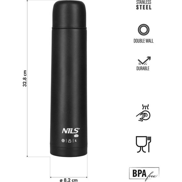 NC3804 TERMOS TURYSTYCZNY 1000 ML CZARNY NILS CAMP