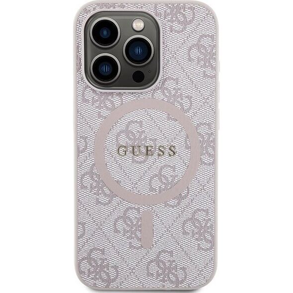 Guess Guess GUHMP14XG4GFRP iPhone 14 Pro Max 6.7" różowy/pink hardcase 4G Collection Leather Metal Logo MagSafe