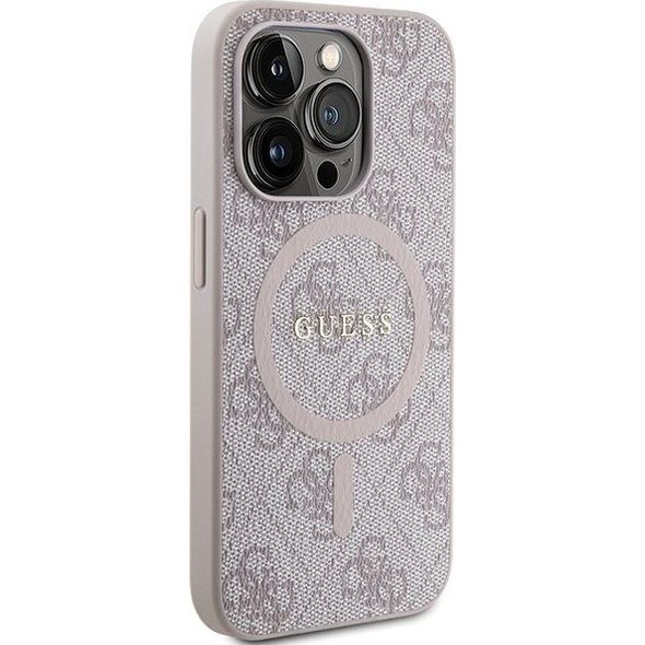 Guess Guess GUHMP14XG4GFRP iPhone 14 Pro Max 6.7" różowy/pink hardcase 4G Collection Leather Metal Logo MagSafe