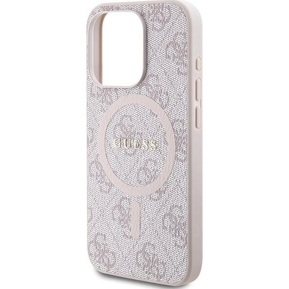 Guess Guess GUHMP14XG4GFRP iPhone 14 Pro Max 6.7" różowy/pink hardcase 4G Collection Leather Metal Logo MagSafe