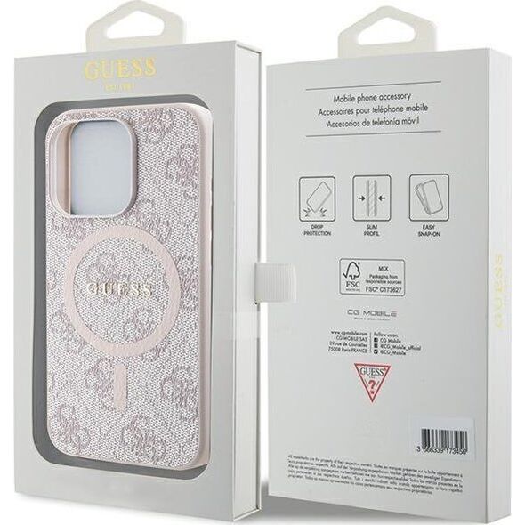 Guess Guess GUHMP14XG4GFRP iPhone 14 Pro Max 6.7" różowy/pink hardcase 4G Collection Leather Metal Logo MagSafe