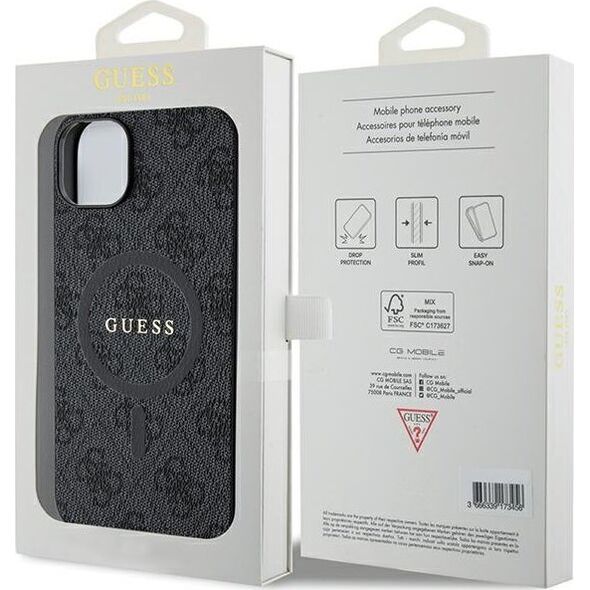 Guess Guess GUHMP15SG4GFRK iPhone 15 / 14 / 13 6.1" czarny/black hardcase 4G Collection Leather Metal Logo MagSafe