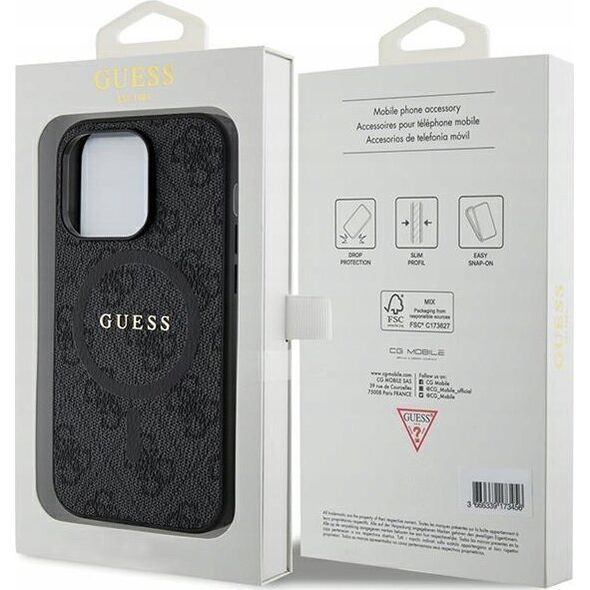 Guess Oryginalne Etui GUESS Hardcase GUHMP14XG4GFRK do iPhone 14 Pro Max (Kompatybilny z Magsafe / 4G Ring classic logo / czarny)