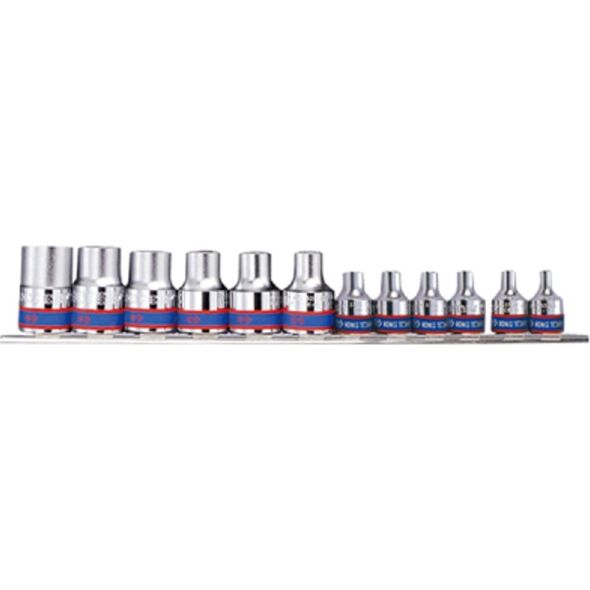 King Tony ZESTAW NASADEK 3/8" + 1/2" 12cz. E4 - E20, SZYNA, King Tony