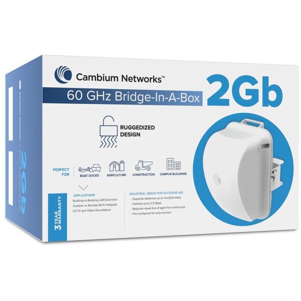 Γέφυρα Cambium Networks 60GHz σε Κουτί 2Gb με καλώδιο ΕΕ (C600510C031B)