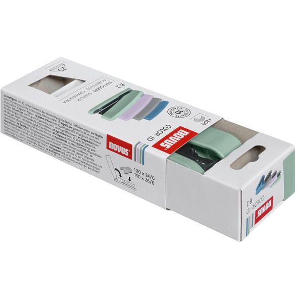 Zszywacz Novus B2 ColorID (+ zszywki) miętowy