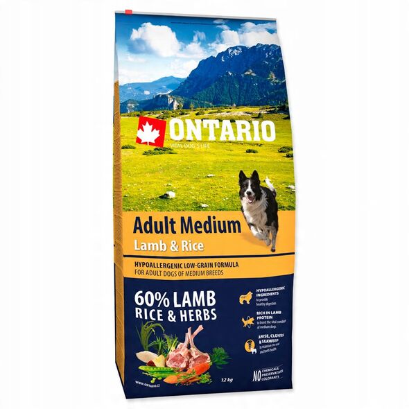 Ontario Adult Medium su ėriena ir ryžiais 12kg