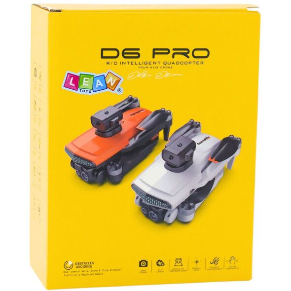 Dron D6 PRO Podwójna Kamera HD Światła LED Pomarańczowy