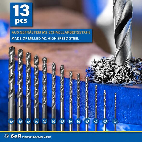 Drill bit set SR 107809130, 1.5-6.5mm 13pcs.