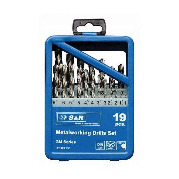 Drill set SR 107809190, 19pcs. 1.0-10.0mm
