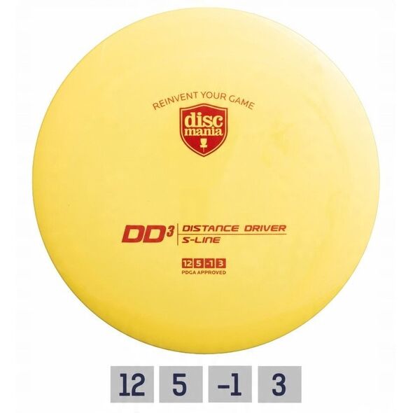Discgolf disc DISCMANIA  Distance Driver S-LINE DD3 Yellow 12/5/-1/3