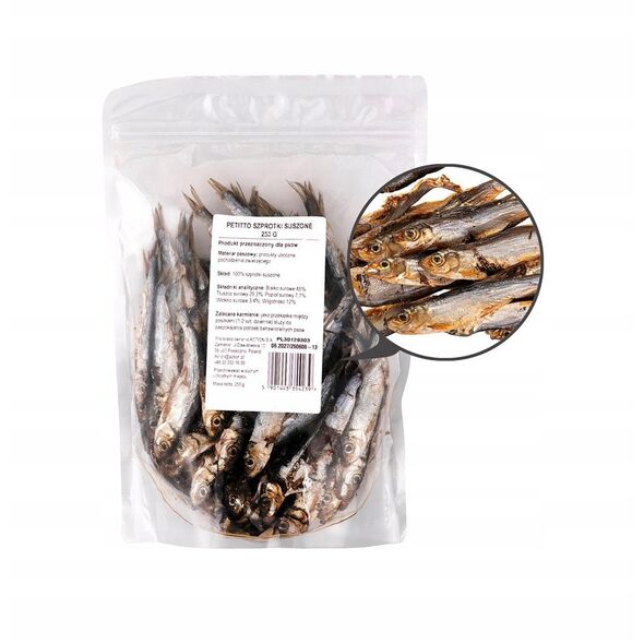 PETITTO Szprotki suszone przysmak dla psa 250g