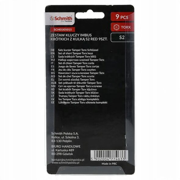 Σετ κλειδιών 9 τεμ. TORX / Schmith SCH01I05015