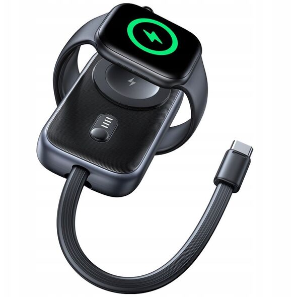 επαγωγικός φορτιστής για Apple Watch Usams CD245 2-σε-1 με powerbank 1200mAh + καλώδιο USB-C τιτάνιο