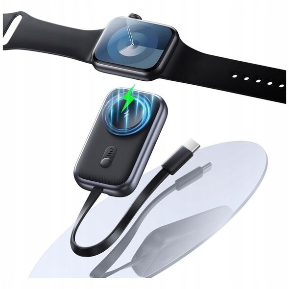 επαγωγικός φορτιστής για Apple Watch Usams CD245 2-σε-1 με powerbank 1200mAh + καλώδιο USB-C τιτάνιο