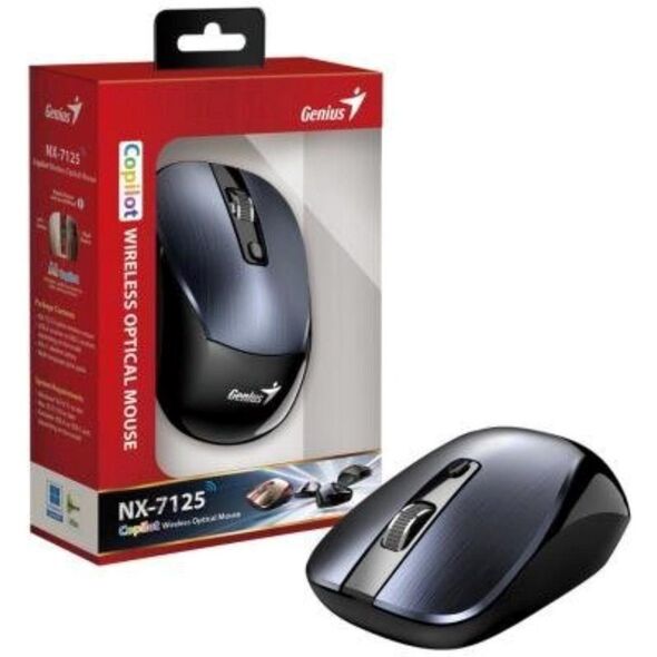 Mysz bezprzewodowa, Genius NX-7125, metaliczna szara, optyczna, 1200DPI