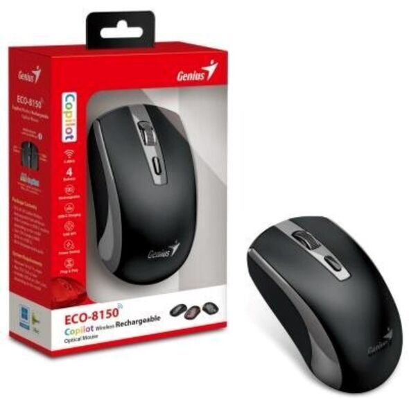 Mysz bezprzewodowa, Genius ECO-8150, czarno-szara, optyczna, 1200DPI