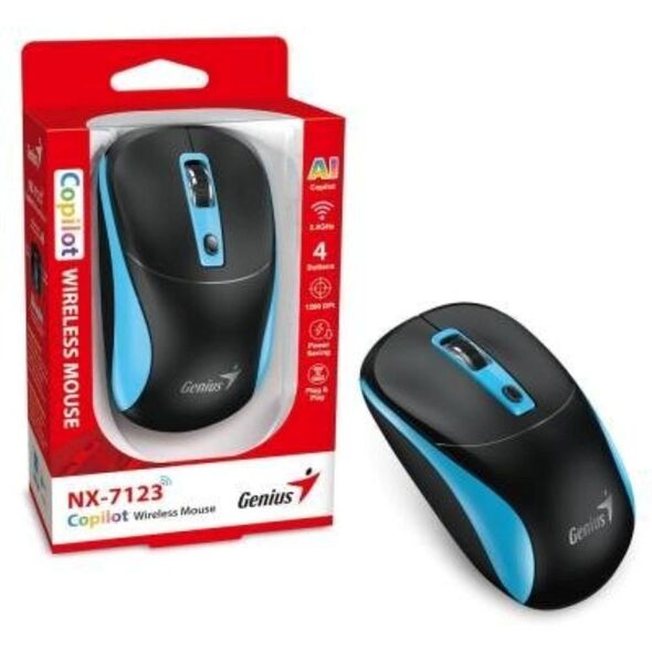Mysz bezprzewodowa, Genius NX-7123, czarno-niebieski, optyczna, 1200DPI