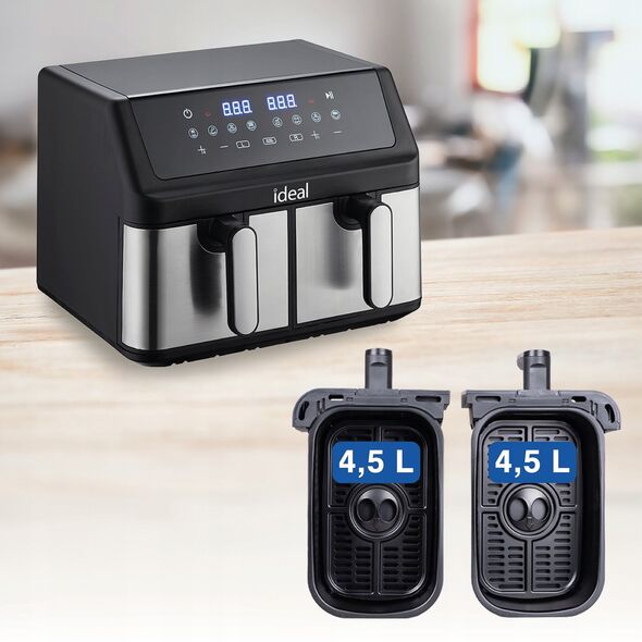 FRYTKOWNICA BEZTŁUSZCZOWA AIR FRYER ELDOM PODWÓJNA 9L DWUKOMOROWA+SUSZARKA