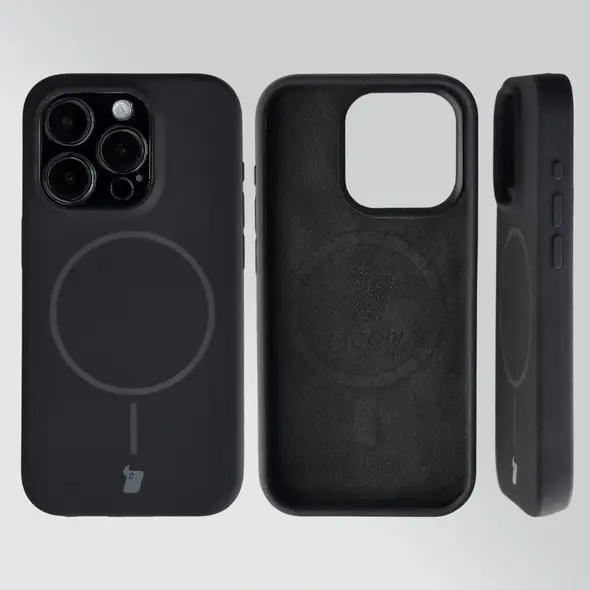 Silikonowe etui z pierścieniem magnetycznym Bizon Soft Case Magnetic do Apple iPhone 15 Pro czarne