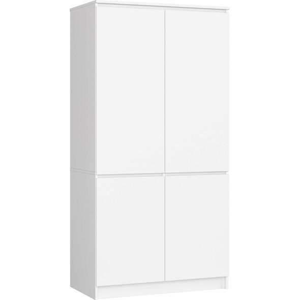 Fabryka Mebli Akord Szafa do sypialni 90 cm 4 drzwi 4 półki drążek na ubrania - biała