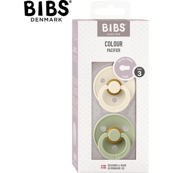 BIBS COLOUR 2-PACK IVORY & SAGE L Smoczek Uspokajający kauczuk Hevea
