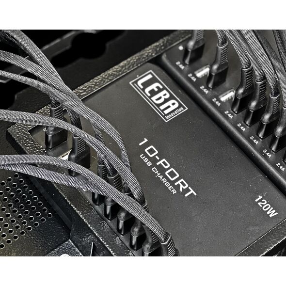 Leba NoteCharge 10 Ports, USB-A (Schuko plug), 12 watts διαθέσιμα ανά συσκευή, USB 2.0, Εσωτερικός, USB, 5 V, 1.5 m, Μαύρο