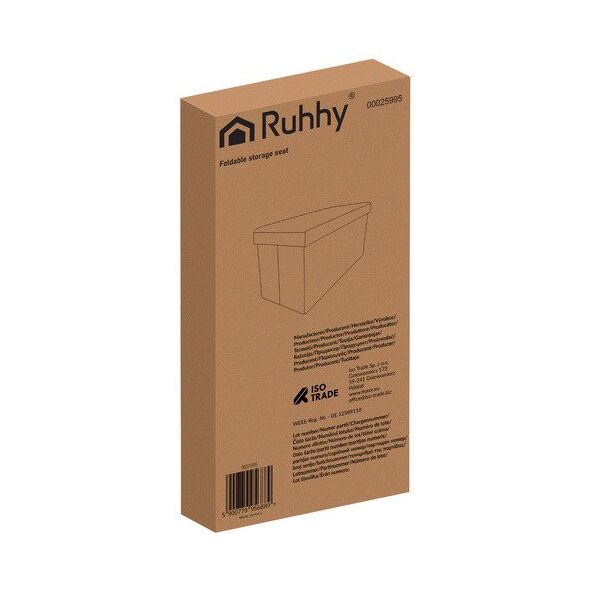 Pufa welurowa czarna 60x30x30 cm Ruhhy 25995