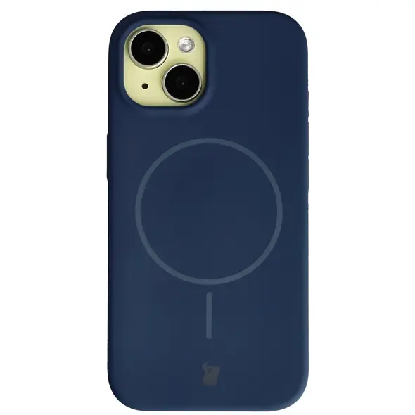 Silikonowe etui z pierścieniem magnetycznym Bizon Soft Case Magnetic do Apple iPhone 15 granatowe