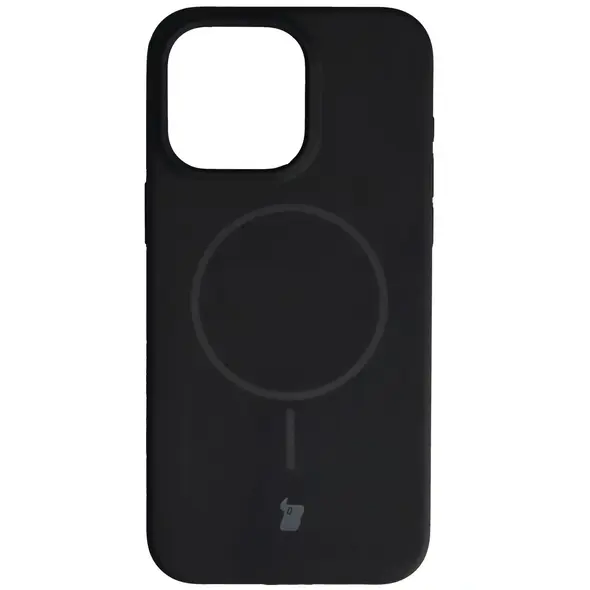 Silikonowe etui z pierścieniem magnetycznym Bizon Soft Case Magnetic do Apple iPhone 15 Pro Max czarne