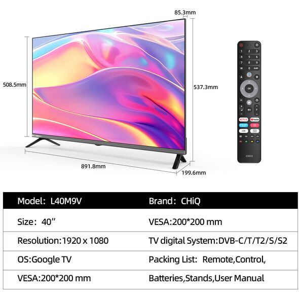 Telewizor CHiQ L40M9V LED 40'' Full HD Google TV