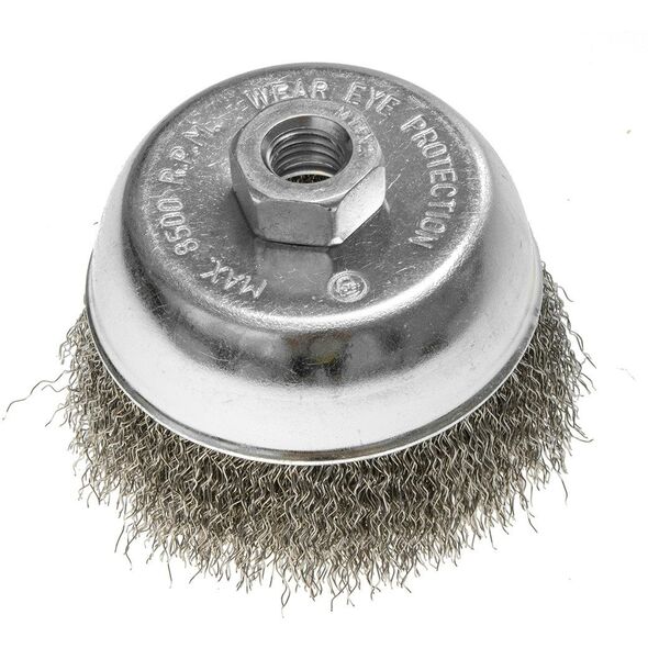 Szczotka druciana doczołowa 100 mm, drut karbowany stalowy, M14