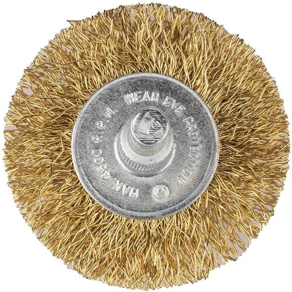 Szczotki druciane tarczowe, drut karbowany, mosiądzowany, 25, 38, 50, 63, 75 mm, 5 szt.
