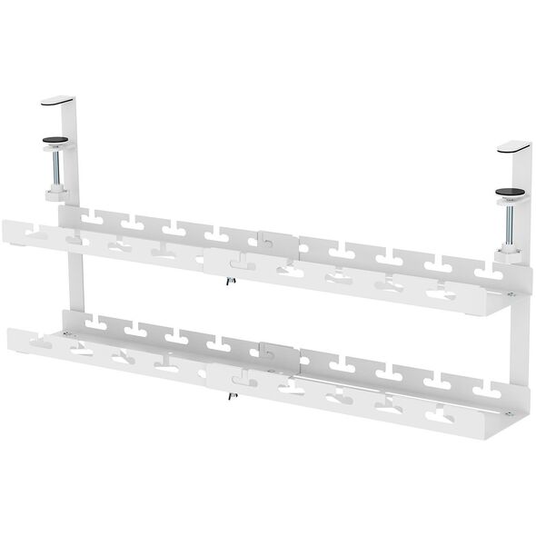 Organizer podbiurkowy na kable Maclean, max. obciążenie 5kg, max. 728mm, 2 poziomy, biały, MC-102 W