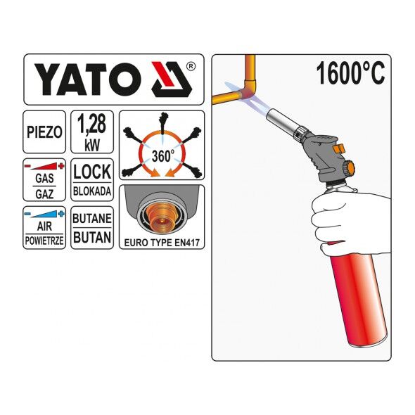 Yato Palnik gazowy do lutowania 1,28kW (YT-36709)