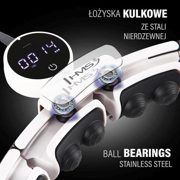 HMS ZESTAW HULA HOP MAGNETYCZNY WHITE HHM16 Z LICZNIKIEM HMS + PAS BR163 BLACK PLUS SIZE