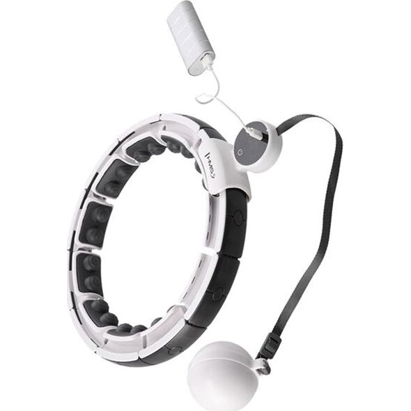 HMS ZESTAW HULA HOP MAGNETYCZNY WHITE HHM16 Z LICZNIKIEM HMS + PAS BR163 BLACK PLUS SIZE