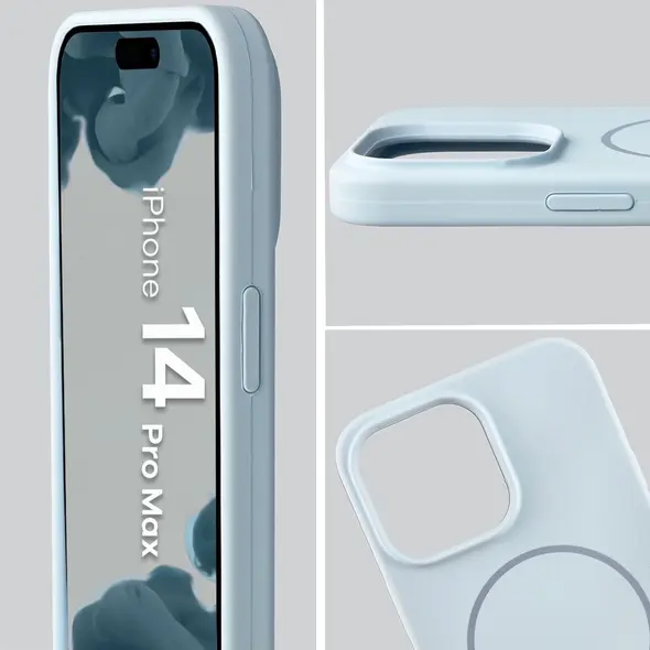 Silikonowe etui z pierścieniem magnetycznym Bizon Soft Case Magnetic do Apple iPhone 14 Pro Max błękitne